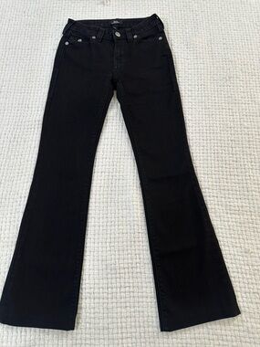 True Religion Becca Mid-Rise Bootcut Jeans with Raw Hem - Black - Size 24